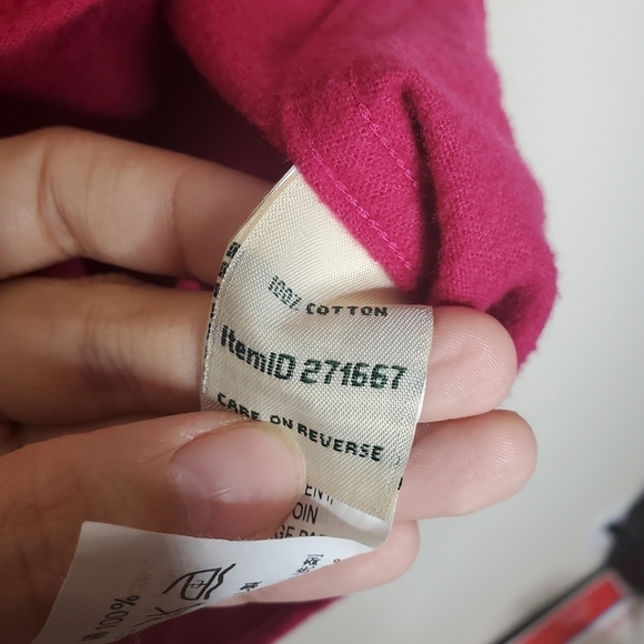 L.L. Bean Fuschia Pink Fleece Flannel Button Down Long Sleeve Shirt - Picture 10 of 10